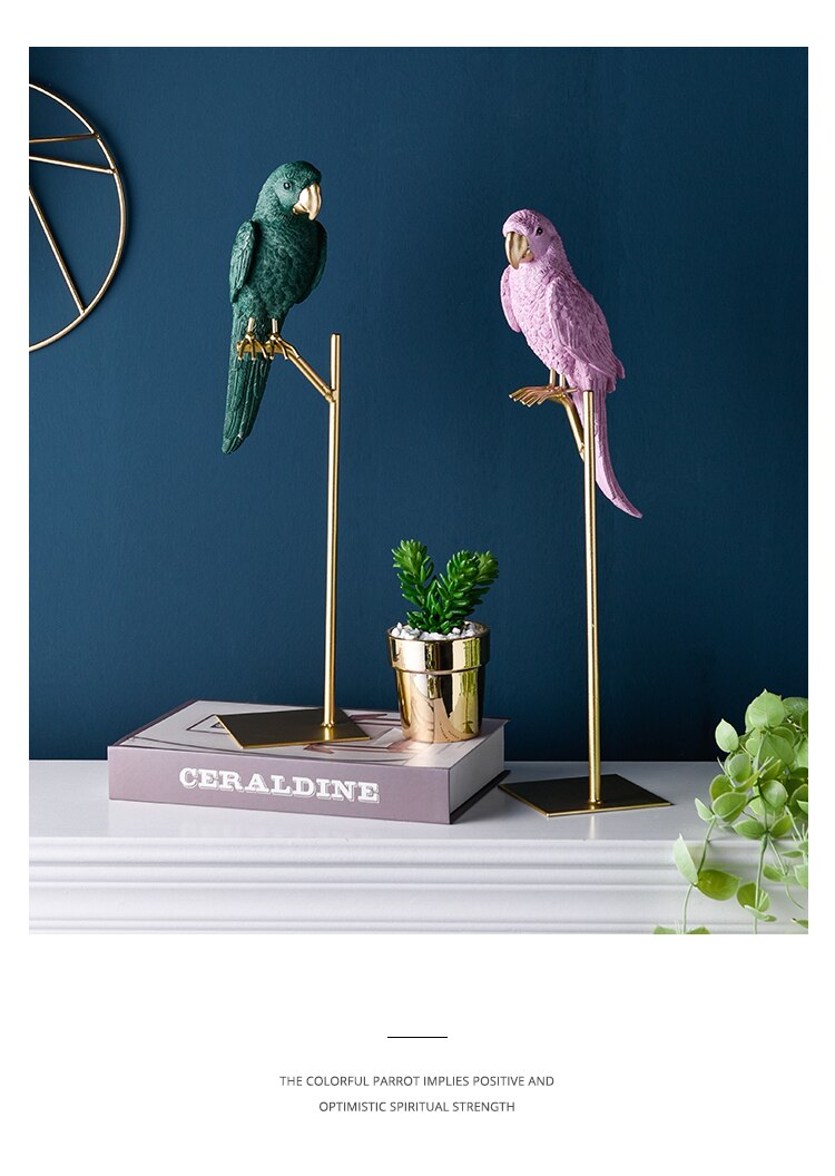Nordic Desk Ornament Resin Parrot Miniature Figurines Crafts Minimalist Color Home Decoration Accessories Outdoor Adornment