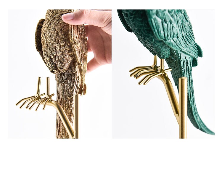 Nordic Desk Ornament Resin Parrot Miniature Figurines Crafts Minimalist Color Home Decoration Accessories Outdoor Adornment
