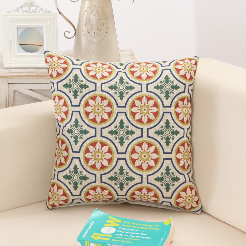 Modern Geometric Cushion Cover Rainbow Circular Totems Pillow Cover 45*45CM Home Sofa Decorative Pillowcase Office Car Pillows