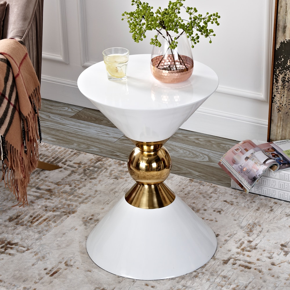 Luxurious style living room side tables Gold Tea-table sofa End-table white and black side coffee table