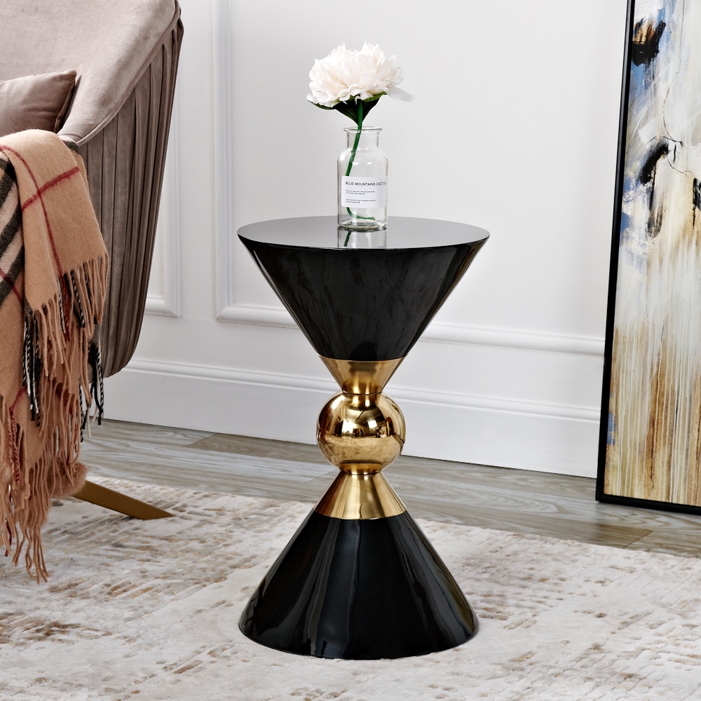 Luxurious style living room side tables Gold Tea-table sofa End-table white and black side coffee table