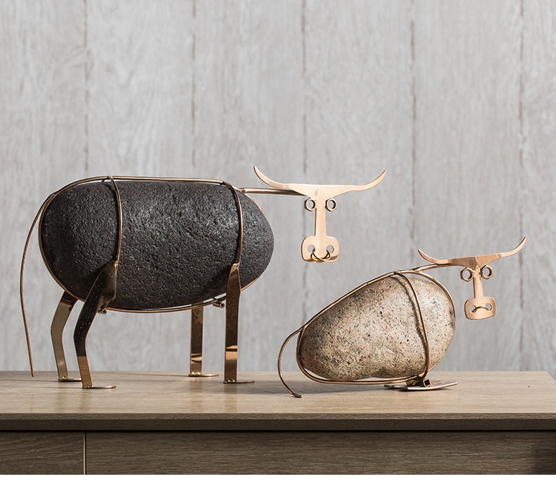 Home Room Decoration Accessories Abstract Metal Frame Bull Ornament Cattle Office Desk Decorative Ornament Accessories Gift