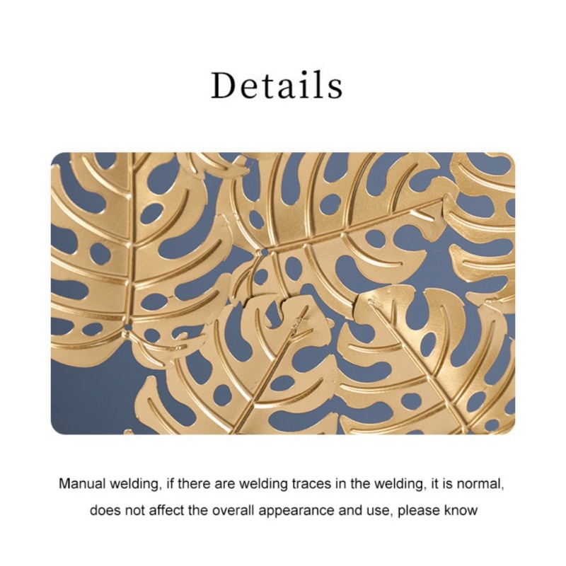 Luxury Light Golden Leaves Wrought Iron Backsheet Ornaments Home Living Room Porch Desk Furniture Home Decoration Accessories
