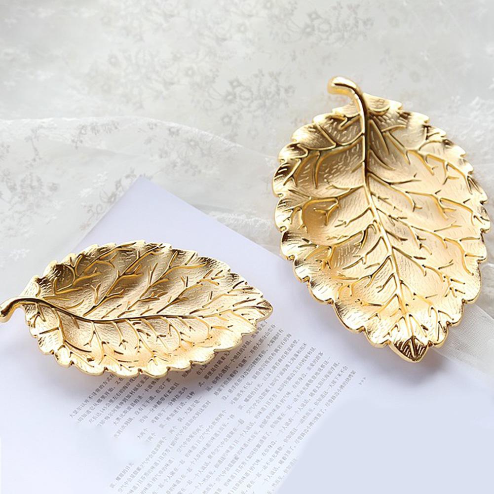 Metal Dried Fruit Plate Leaf Shape Plate Necklace Jewelry Display Tray Crafts Jewelry Organizer Nordic Style Tabletop Decoration