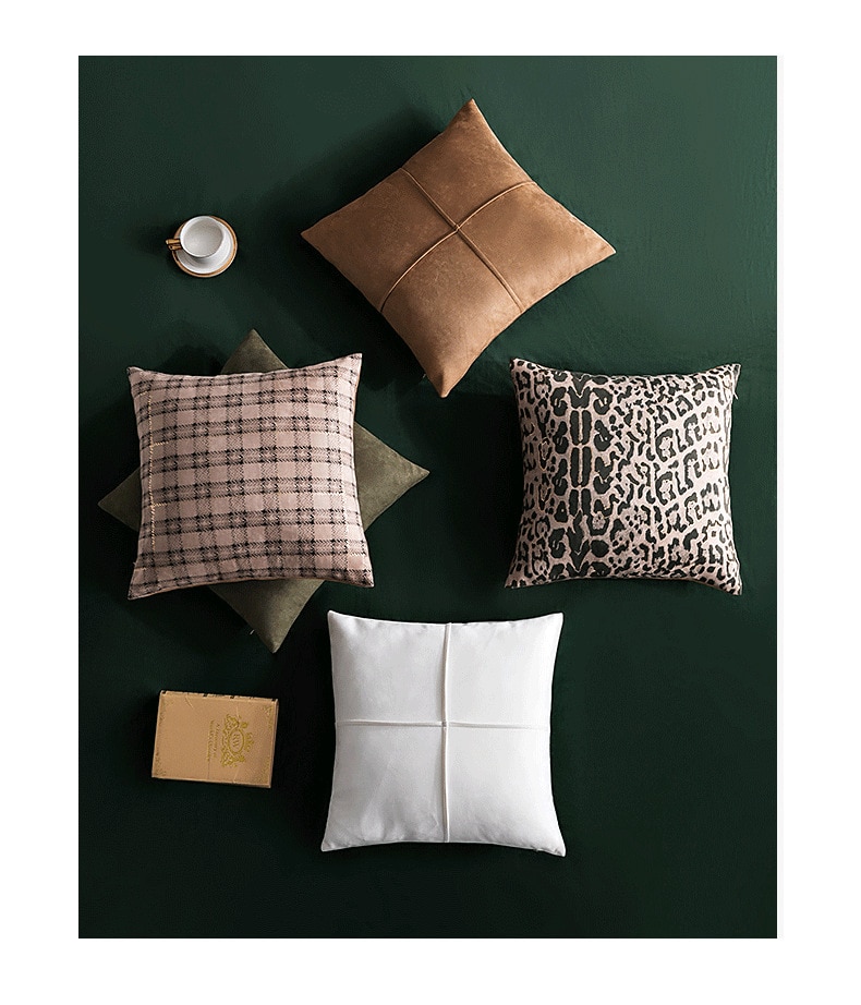 3D suede solid soft sofa cushion cover 45*45cm plaid plush home decor pillowcase brown leopard print white fashion pillow cover