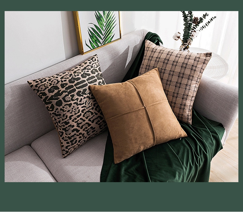 3D suede solid soft sofa cushion cover 45*45cm plaid plush home decor pillowcase brown leopard print white fashion pillow cover
