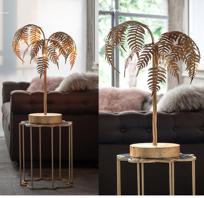 Retro floor lamp table lamp chandelier personality design wrought iron palm leaf shape mall exhibition hall lighting home decora