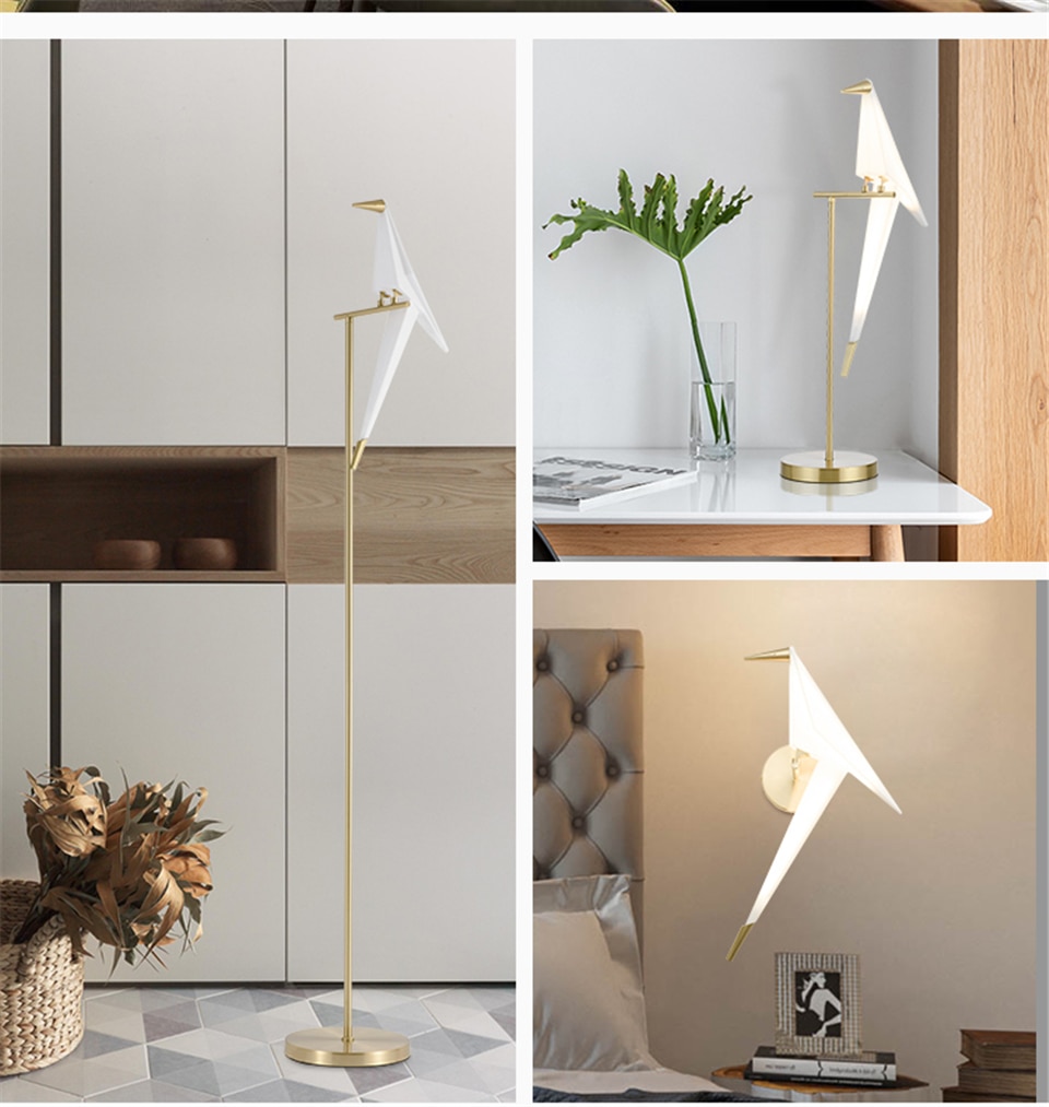 Nordic Bird LED Pendant Lights Lighting Origami Crane Bird Pendant Lamp Bedroom Living Room Dining Indoor Decor Kitchen Fixtures