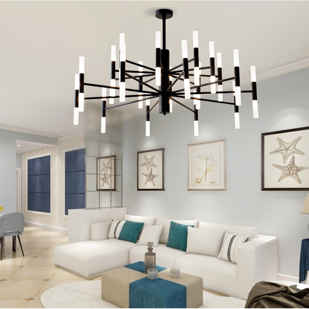 Modern Fashion Designer Black Gold Led Ceiling Art Deco Suspended Chandelier Light Lamp for Kitchen Living Room Loft Bedroom