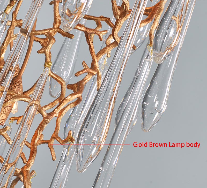 Phube Lighting Duplex Building Stair Crystal Chandelier Copper Colored Glazed Chandeliers Water Drops Chandeliers Lustre