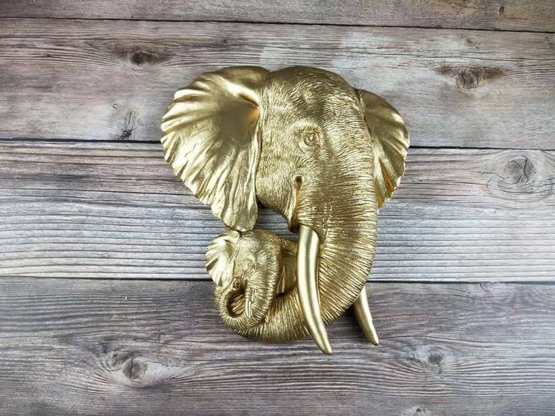 Simulation Mother And Child Elephants Head Decor Wall Hanging Living Room Animal Head Wall Sculpture For Decoration escultura