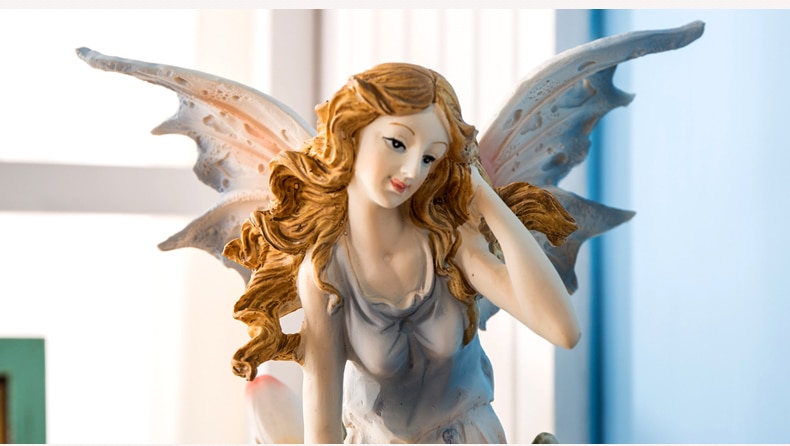 Butterfly Fairy Sitting In Flowers Stastue Waterscape Feng Shui Water Fountain Home Office Desktop Spray Humid Decoration Crafts
