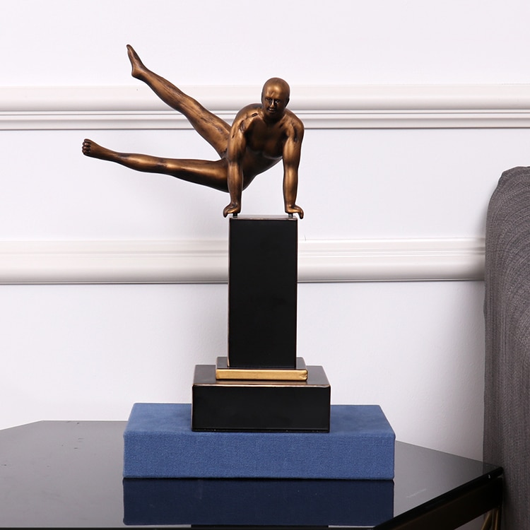 Strong Man Doing Gymnastics Ornaments Sculpture Sports Characters Personality Decor Statue Metal Home Decor Accessories Gifts