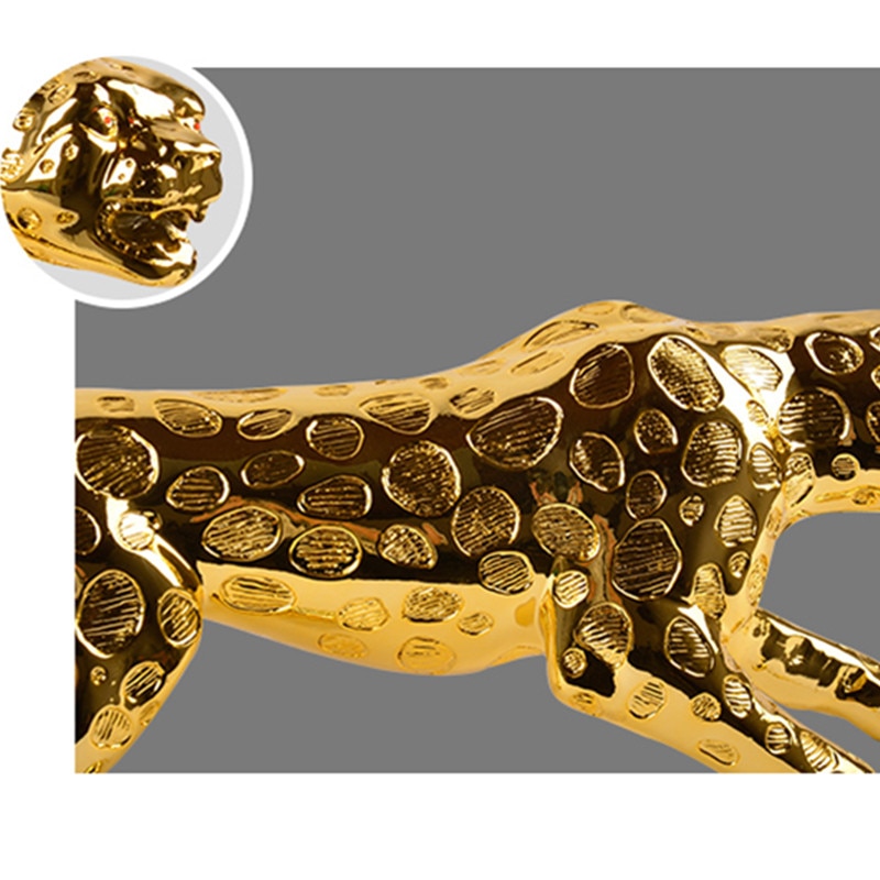 European Leopard Sculpture Lucky Panthera Pardus Statue Resin Craft Desktop Modern Simple Animals Figurines Home Decorate R2768