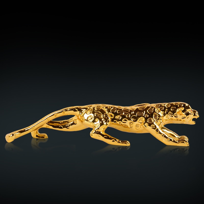European Leopard Sculpture Lucky Panthera Pardus Statue Resin Craft Desktop Modern Simple Animals Figurines Home Decorate R2768