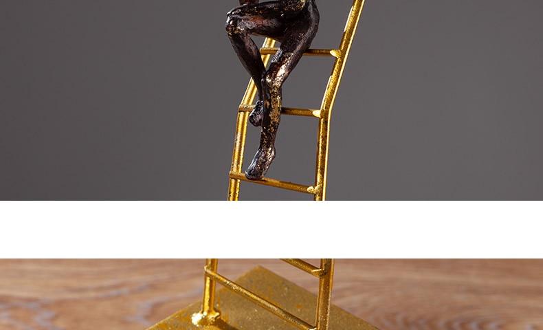 Silent Thinker Sitting On Gold Stairs Sculpture Ornament Abstract Thinker Figurines Room Desk Decor Home Decoration Accessories