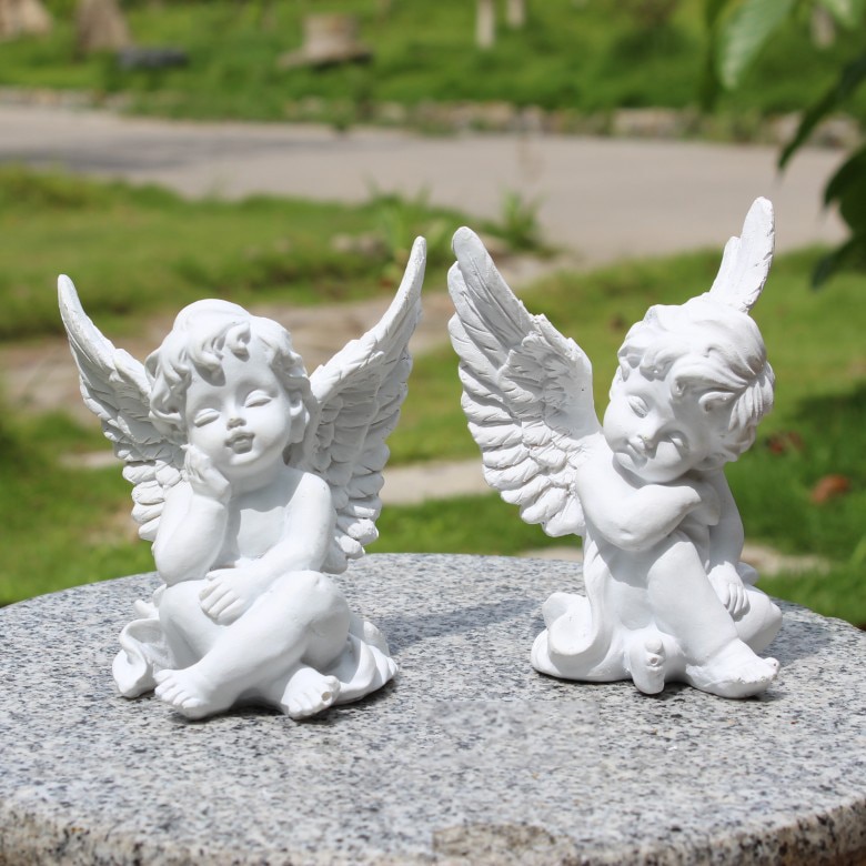 European Resin White Gold Cute Cupid Angel Decoration Crafts Creative Desktop Ornament Christmas Wedding Gift Creative Figurines