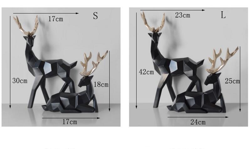 Nordic Style Creative 3D Solid Geometry Lucky Deer Ornaments Resin Craft Home Furnishing Decoration Office Desktop Figurines Art