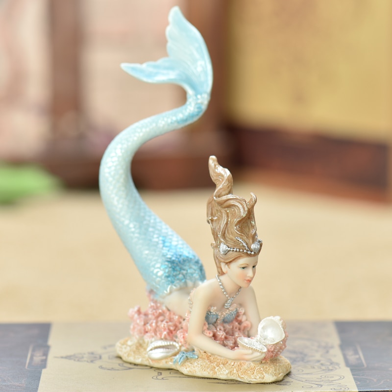 Creative Resin Cute Mermaid Princess Figurine Vase Fish Tank Ornament Decor Art Home Furnishing Decoration Crafts Birthday Gift