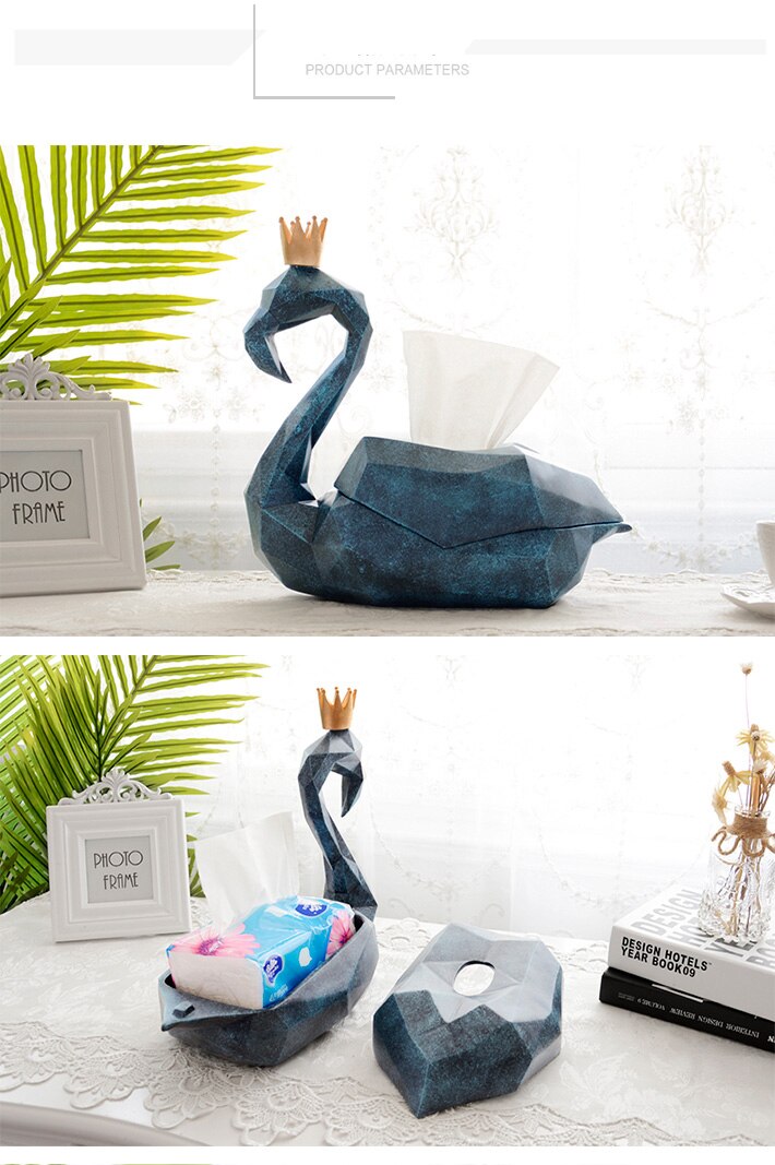 Modern Resin Cute Flamingo Tissue Box Ornament Home Livingroom Table Figurines Decoration Hotel Office Desktop Furnishing Crafts