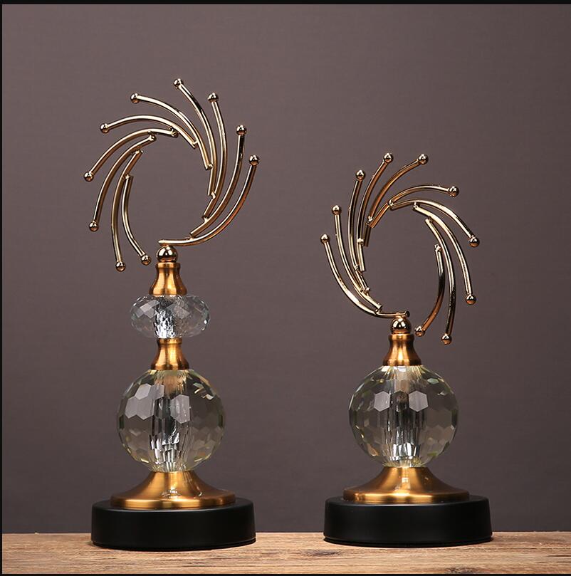 American Creative Abstract Metal Crystal Ornament Decoration Craft Wedding Gifts Office Home Livingroom Desktop Figurines Statue