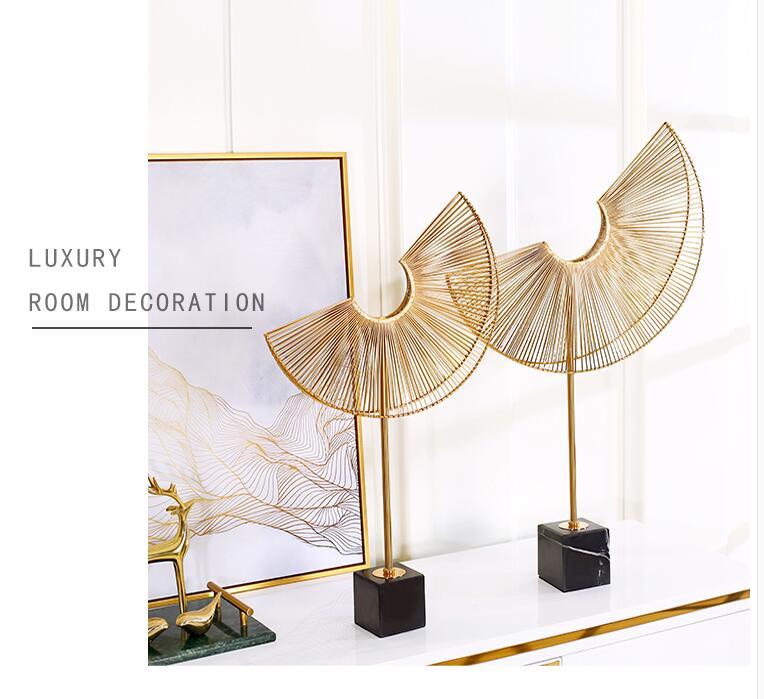 American Luxury Metal Sector Figurines Home Furnishing Decoration Crafts Accessories Hotel Livingroom Desk Ornaments Decoration