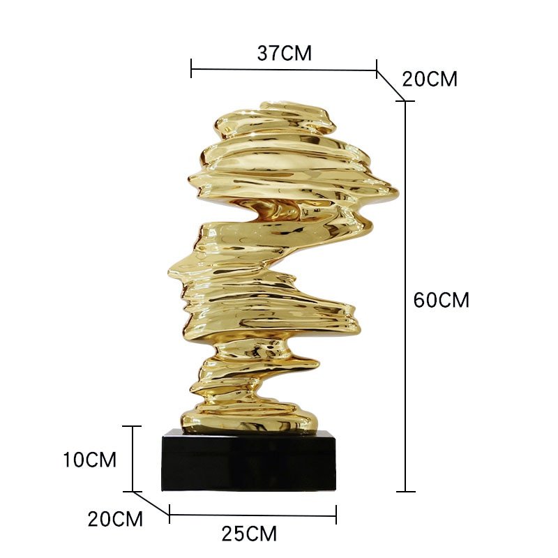 Large Size 60cm High Character Tornado Statue Marbled Plating Gold Silver Resin Sculpture Modern Art Home Decoration Accessories