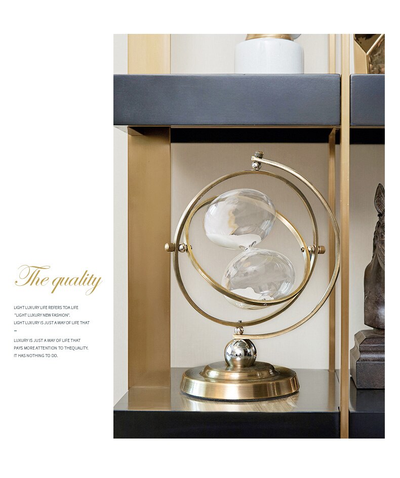 Creative Nordic Gold metal globe Hourglass Decorative ornaments Modern home living room desktop Crafts decoration Timer figurine