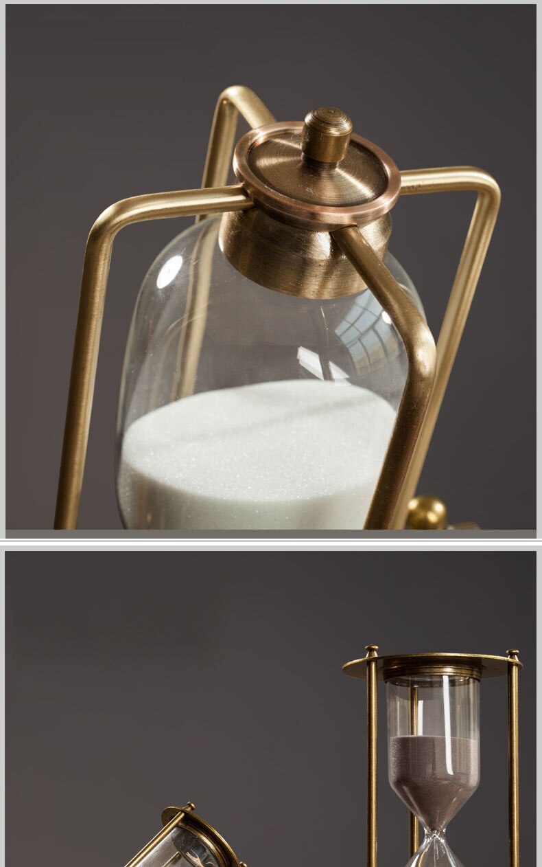 Wooden Sandglass Metal Sand Hourglass 15/30/60 Minute Countdown Timer Clock Golden Timing Adornment Desk Decoration Home Decor