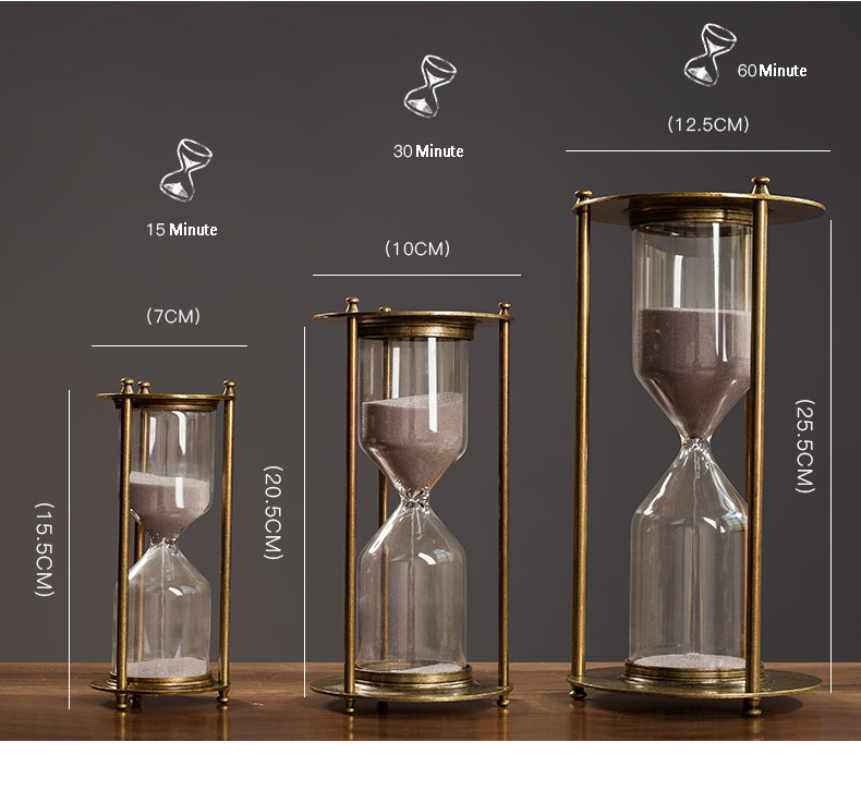 Wooden Sandglass Metal Sand Hourglass 15/30/60 Minute Countdown Timer Clock Golden Timing Adornment Desk Decoration Home Decor