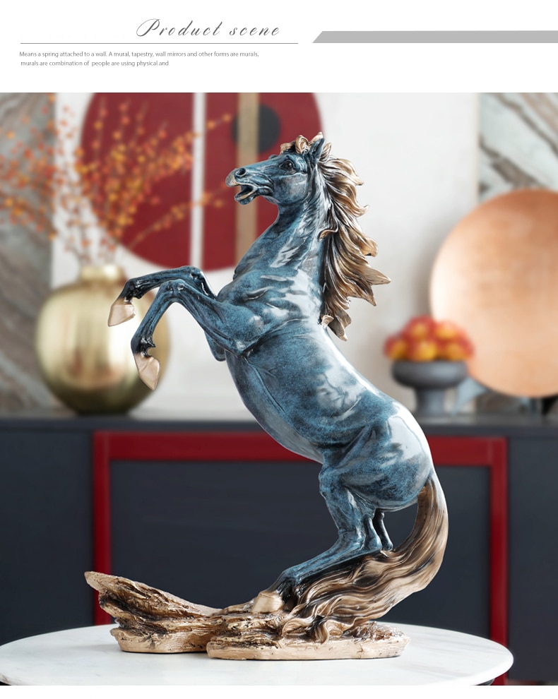 Vintage Oversized 58cm High Horse Animal Decoration Resin Carving Sculpture Craft White Horse Figurines Home Decor Birthday Gift