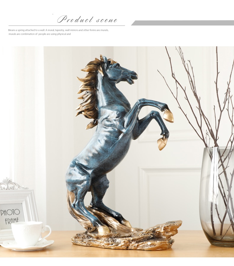 Vintage Oversized 58cm High Horse Animal Decoration Resin Carving Sculpture Craft White Horse Figurines Home Decor Birthday Gift