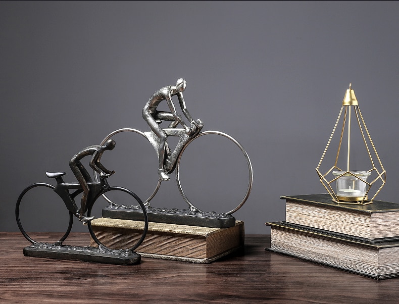 Resin Cycling Abstract Character Statues Figurines Ornaments Sculpture Crafts Home Office Decoration Accessories Wedding Gift