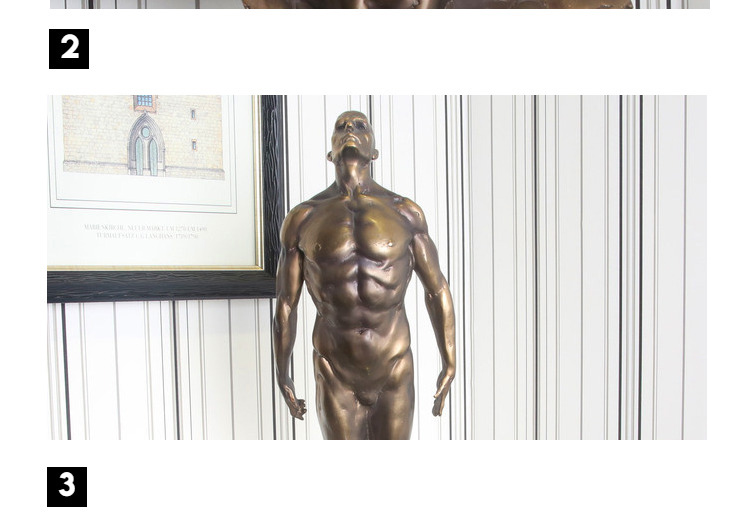 Retro Strong Portrait Character Statue Electroplated Copper Color Resin Craftwork Art For Decoration Home Decoration Accessories