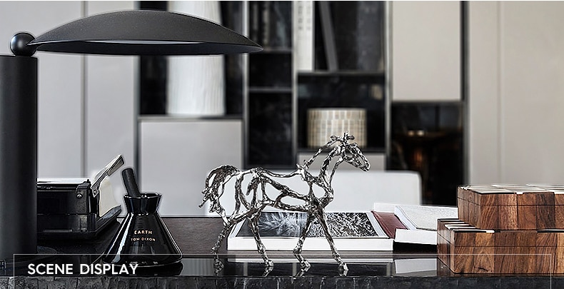 Home Decoration Accessories Abstract Silver Alloy Horse Frame Figurine Statues Sculpture Ornament Alloy Animal Craft Art Gifts