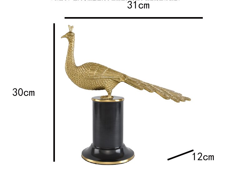 Creative Home Decorative Figurines Ornaments Modern King Of A Hundred Birds Copper Peacock Statue Decoration Wedding Craft