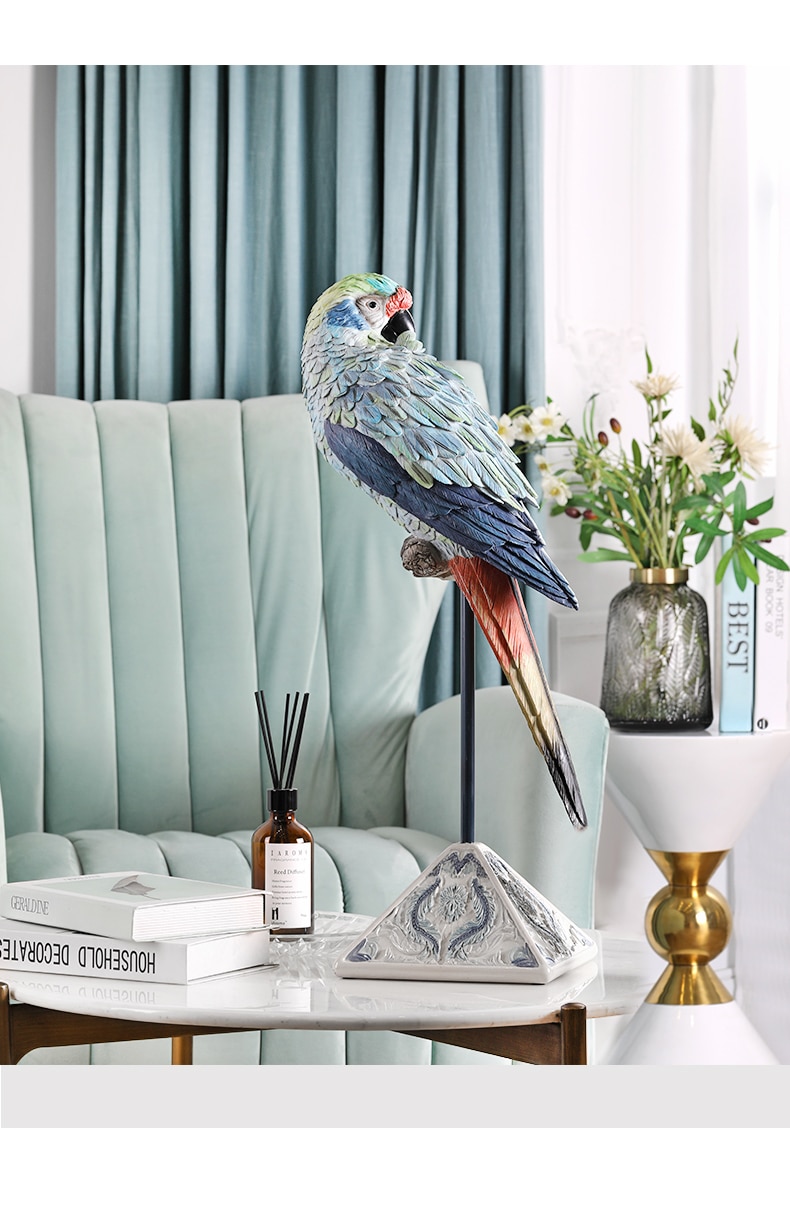 Creative Home Furnishing Modern Mascot Parrot Statue Decortion For Home Living Room Craft Accessories Resin Gifts