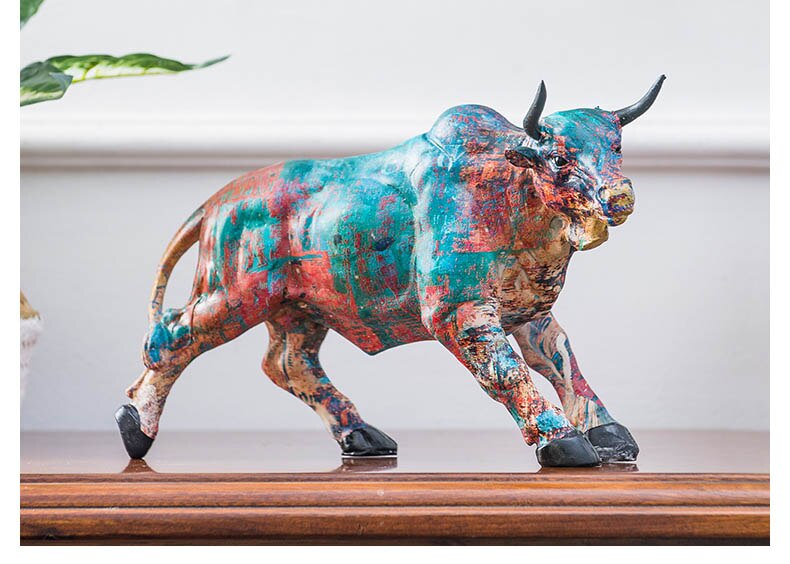 Modern Oil Painting Texture Running Cow And Horse Sculpture Abstract Sculpture Animal Statues for Home Decoration Accessories