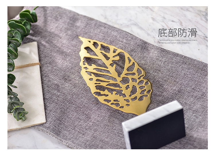 Stainless Steel Metal Leaves Statue Marble Decorations Christmas Decorations For Home Sculpture Escultura Home Decor Accessories