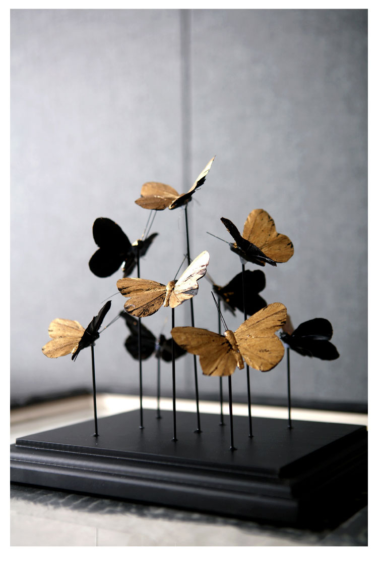 Luxurious Creative A Group Of Golden Butterflies Flying In A Glass Frame Statue Home Decor Crafts Room Decoration Figurines