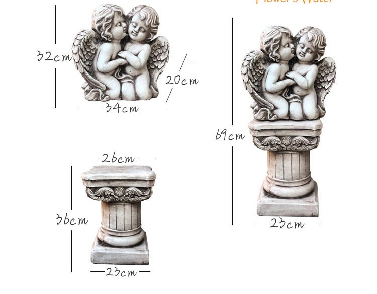 32cm Sculpture Garden Furnishings Two hugging angel boys Statue Crafts Creative Home Ornaments Statue Courtyard Outdoors Yard