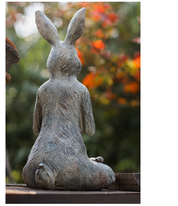 Modern Lovely Yoga Rabbit Statue Sculpture Craft Figurine Ornament Home Office Art Gift Figurines Home Decor Resin Accessories