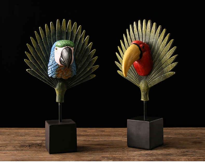 Resin Corful Parrot Figurines Miniature Crafts Creative Parrot Sculpture Statue Desk Home Decor Business Wedding Gifts
