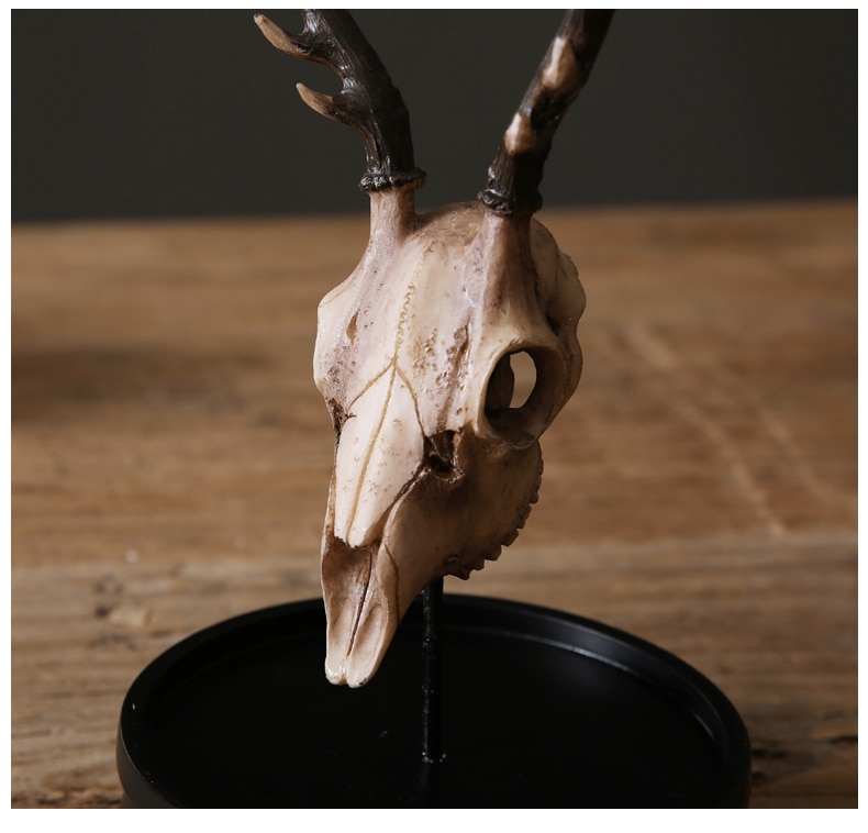 Home Desktop Statue Craft Decoration Accessories Vintage Triceratops Antelope Moose Skull Sculpture For Living Room With Cover