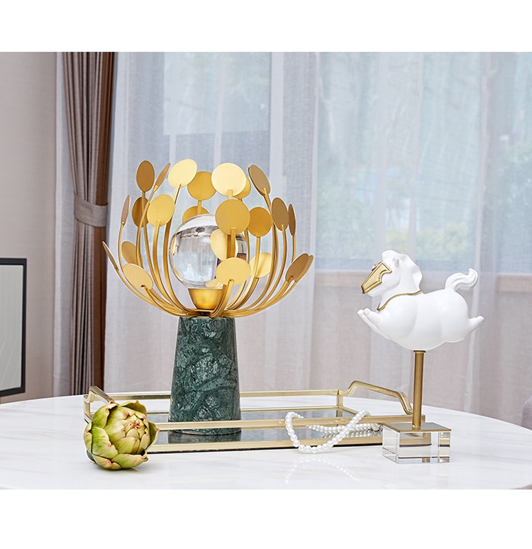 Home Decoration Accessories Art Glass Ball Decoration Figurine Living Room Green Marble Ornament Gift