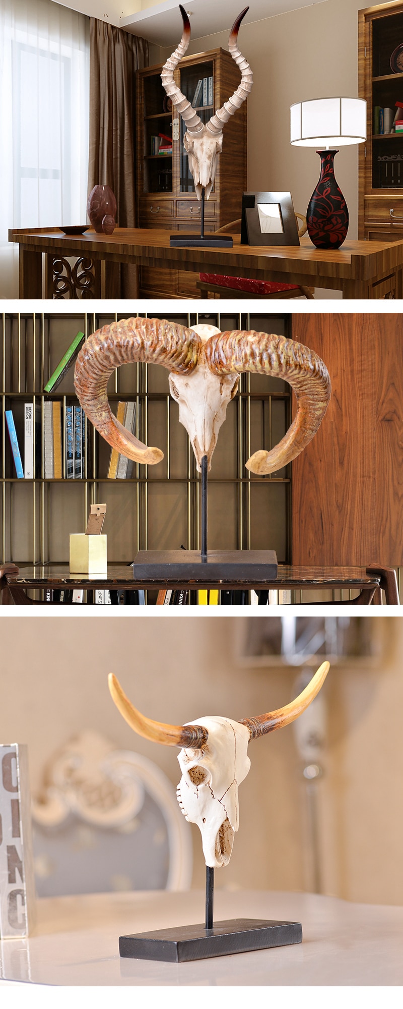 Retro Horns And Bones Decoration For Home Living Room Office Horns Decor American Resin Crafts Villa Soft Decoration Ornaments