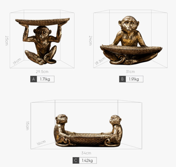 تمثال اكسسوار القرود الثلاثة اكسسوارات منزلية