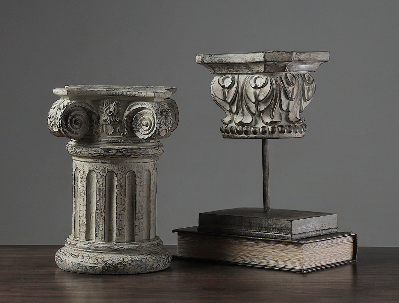 Vintage Roman column with stand Sculpture Resin Roman pillars building landscape Statue Decor Gift Craft Ornament Accessories