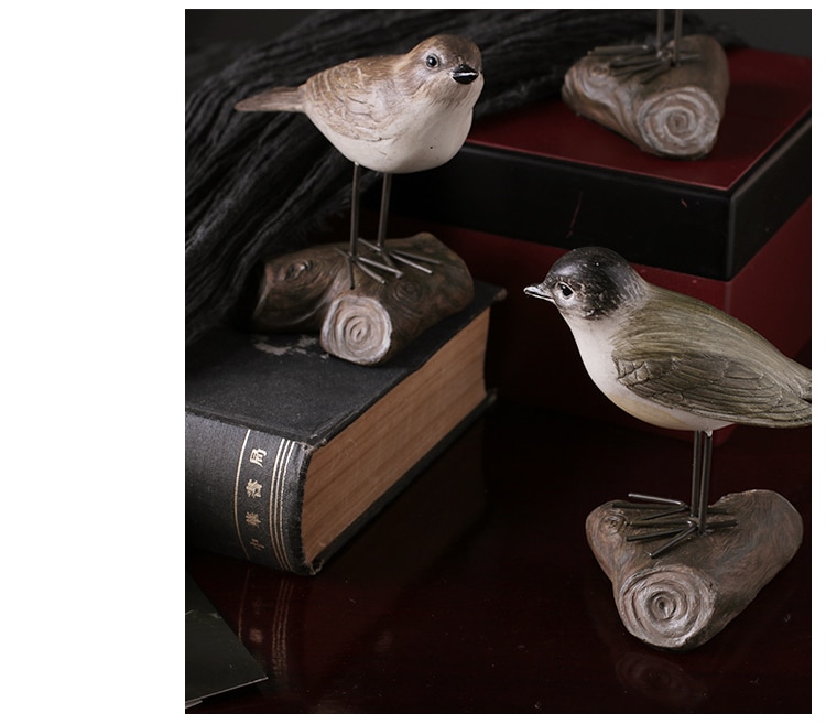 Leearts Vintage Bird Stand On A Branch Sculpture Miniatures Figurine Resin Crafts Desktop Home Decoration Accessories Gift Kids