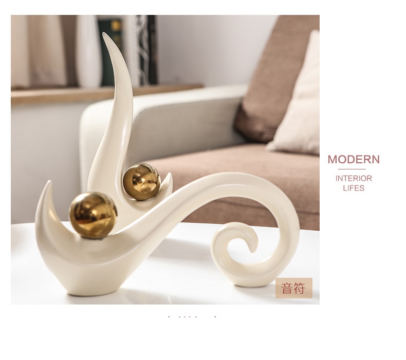 Modern Abstract Twisted Ring Statue Home Crafts Living Room Decoration Objects Office Ceramic Sculpture Accessories Gifts